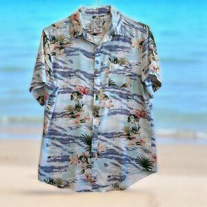 Y2K Alexander Julian Tropical Palm Rayon Shirt, Size Small